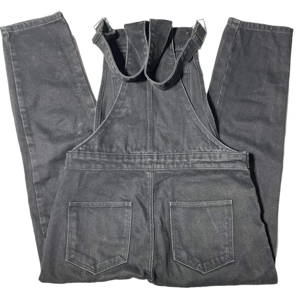 Topshop Moto Bib Overalls Women's Size 25 Washed Black Denim Tapered Cropped Leg - Picture 9 of 9